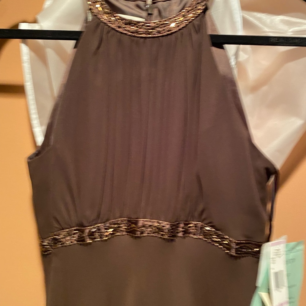 Sexy chocolate long dress. Worn once. Kept in garment bag.